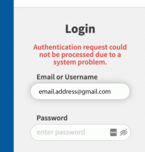 Authentication Request could not be Processed Due to a System Problem