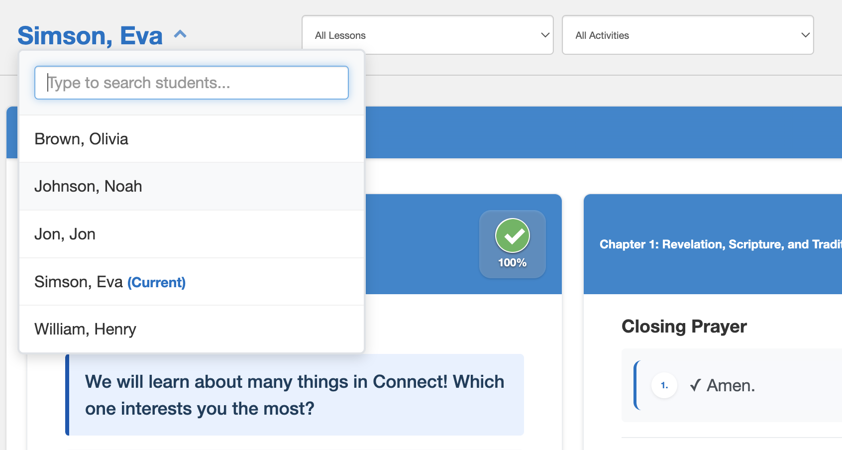 Select Another Student