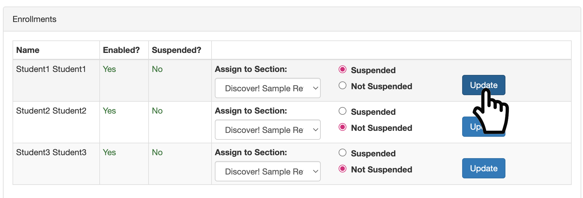 Suspend student visual