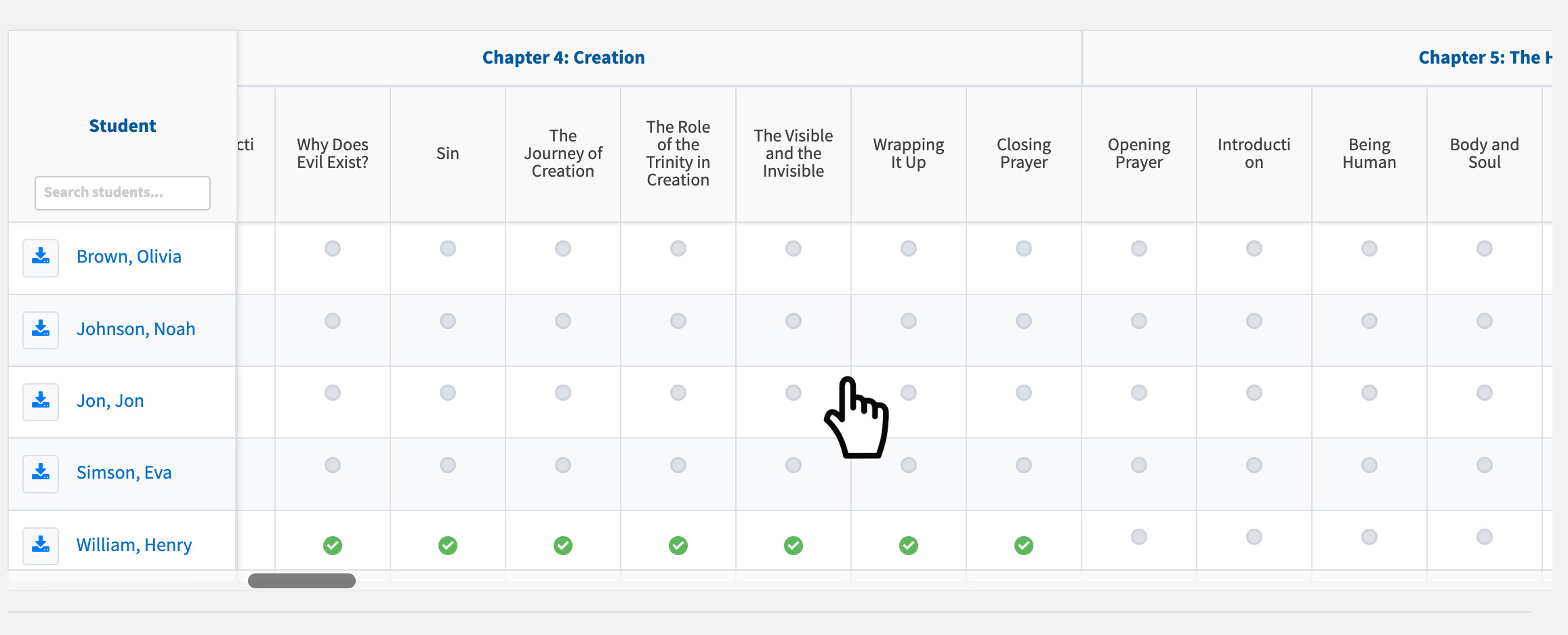 progress scroll right