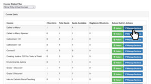Select Course Manage Button